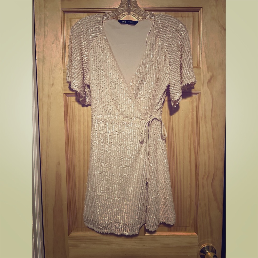 Zara Sequin Wrap Dress